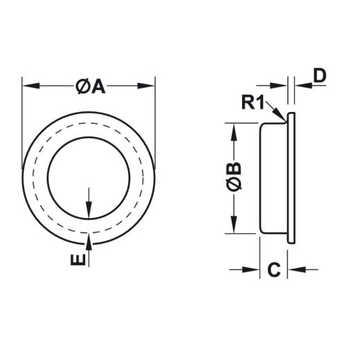 Kích thước tay nắm tủ âm Ø80mm Hafele 155.01.492