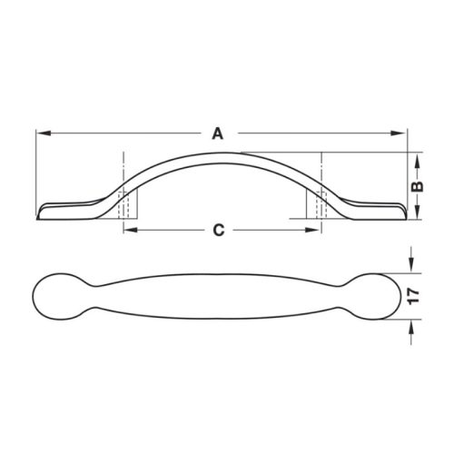 Kích thước tay nắm tủ Hafele 122.07.121