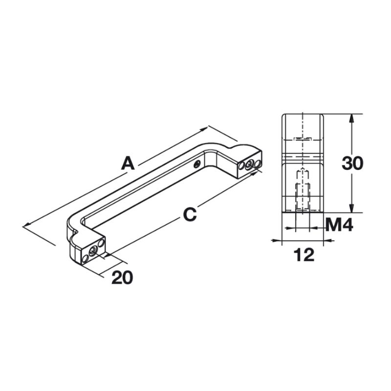 Kích thước tay nắm tủ H1530 180mm Hafele 106.61.044 kich thuoc tay nam tu h1530 180mm hafele 106 61 044