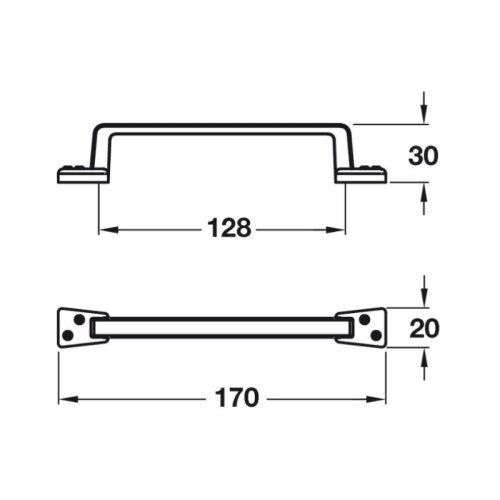 Kích thước tay nắm tủ Hafele 107.03.915