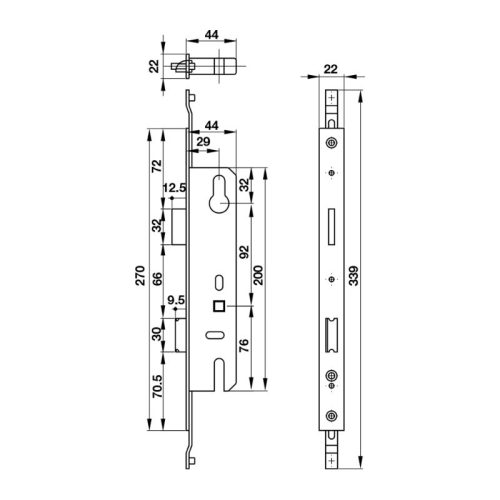 Kích thước thân khóa cửa nhôm 35mm Hafele 911.50.913