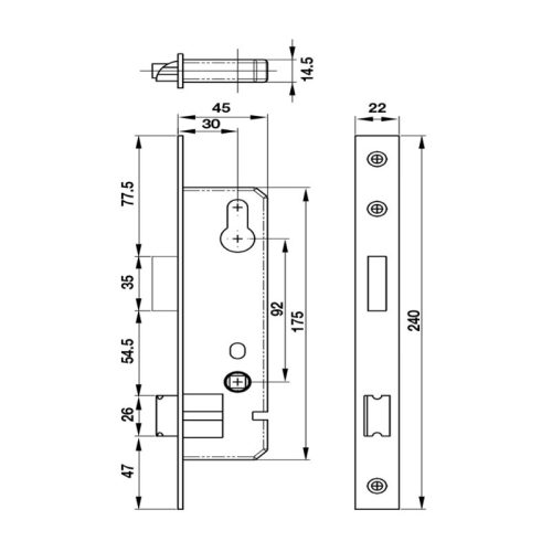Kích thước thân khóa cửa nhôm 40mm Hafele 911.27.267