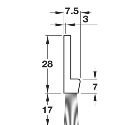 Kích thước thanh chắn bụi Hafele 489.97.110