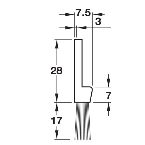 Kích thước thanh chắn bụi Hafele 489.97.111
