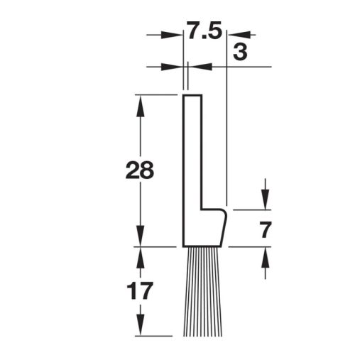 Kích thước thanh chắn bụi Hafele 489.97.112