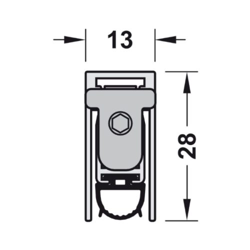 Kích thước thanh chắn bụi tự động 583 mm Hafele 950.45.013