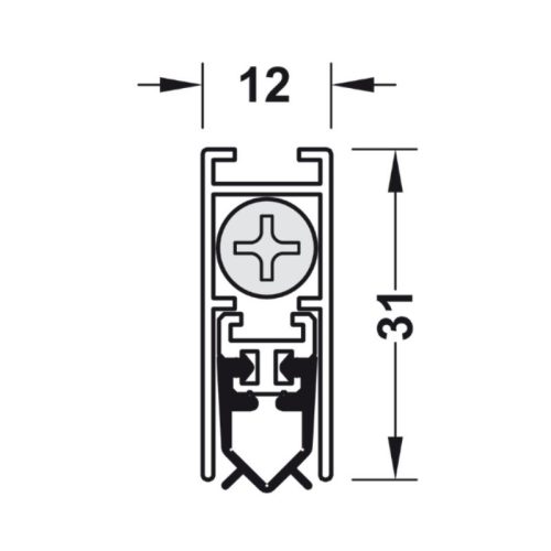Kích thước thanh chắn bụi tự động 630 mm Hafele 950.05.340