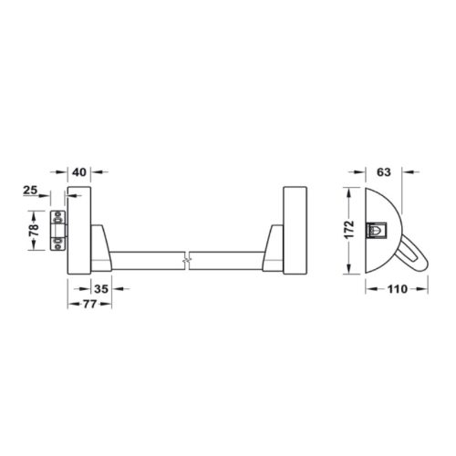 Kích thước thanh thoát hiểm chốt ngang Hafele 901.02.780