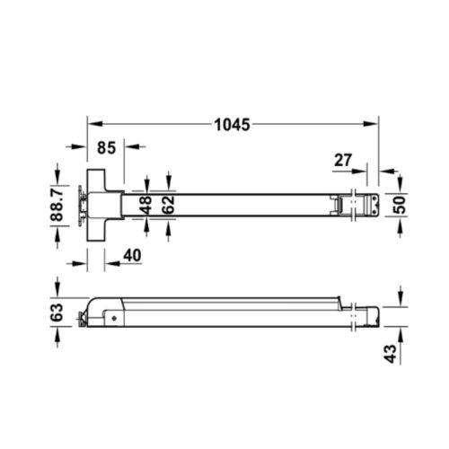 Kích thước thanh thoát hiểm Hafele 903.00.310