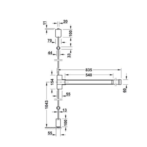 Kích thước thanh thoát hiểm Hafele 911.56.035