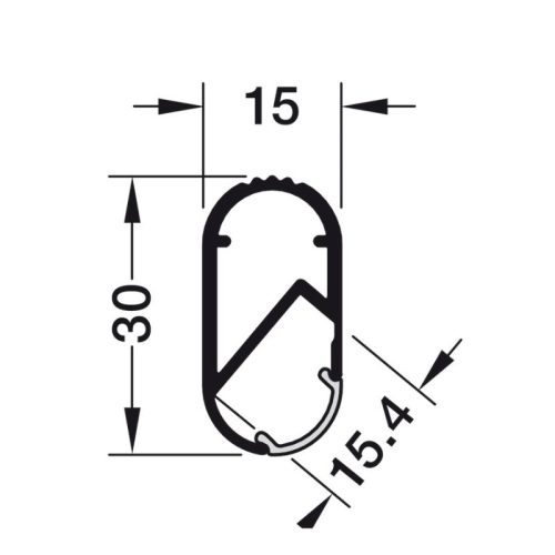 Kích thước thanh treo quần áo đầu Oval Hafele 833.72.790