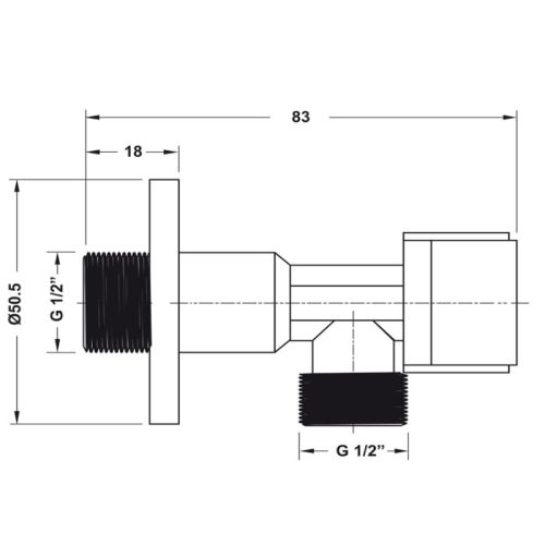 Kích thước van khóa nước đơn Hafele 495.61.250