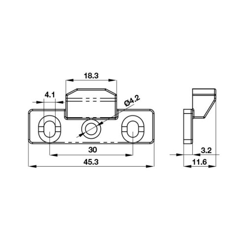 Kích thước vấu khóa cửa nhôm Hafele 911.50.920