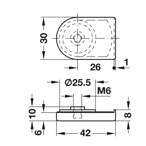 Kích thước vỏ khóa cho tay nắm cửa kính SYMO Hafele 233.40.712