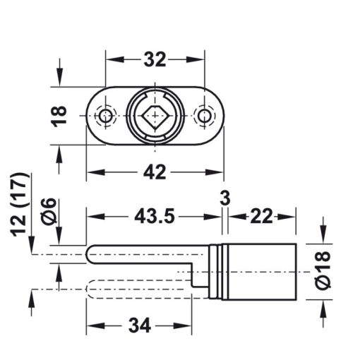 Kích thước vỏ khóa trung tâm SYMO3000 có lõi xoay Hafele 234.98.611