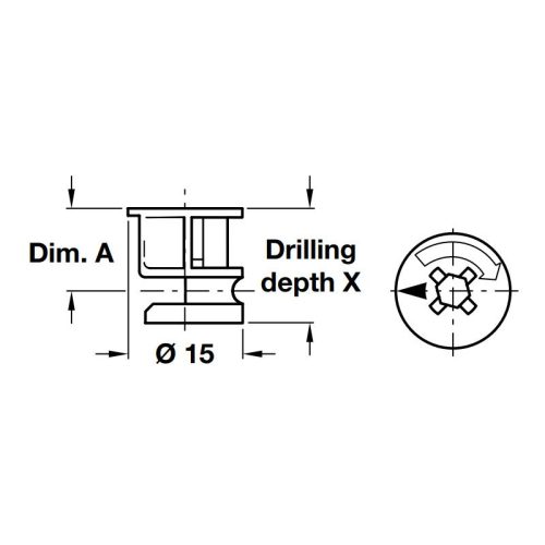 Kích thước vỏ nối Minifix 15 ván dày từ 18 Hafele 262.26.534