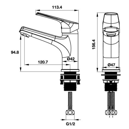 Kích thước vòi trộn Lavabo Vigor 90 Hafele 495.61.139