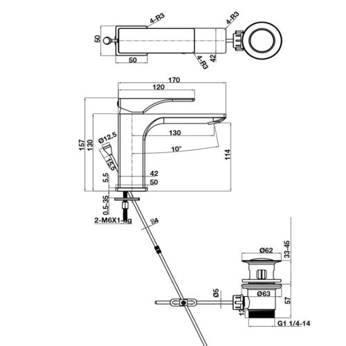 Kích thước vòi trộn Regal Hafele 589.78.000