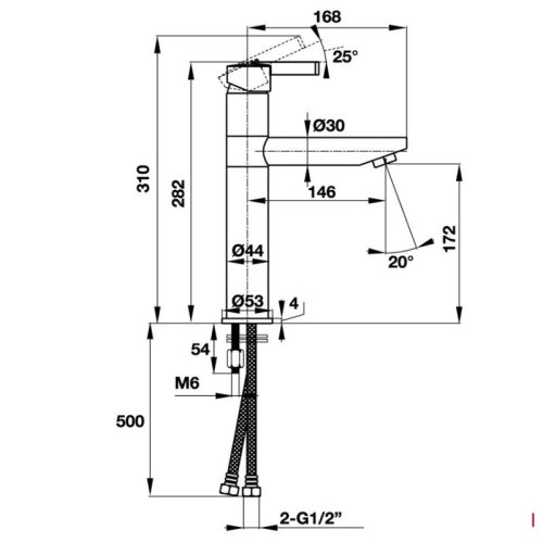 Kích thước vòi trộn Roots 170 Hafele 495.61.144