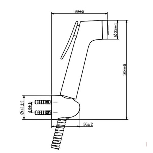 Kích thước vòi xịt vệ sinh Airsense Hafele 485.95.039