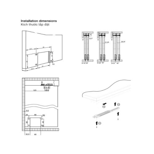 Lắp đặt của phụ kiện cửa trượt tủ Slido Classic 50 IF Hafele 401.30.002