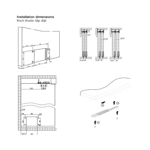 Lắp đặt của phụ kiện cửa trượt tủ Slido Classic 50 IF Hafele 401.30.004