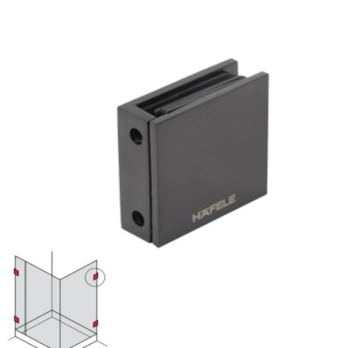 Lắp đặt kẹp kính tường 90º màu đen Hafele 981.77.919