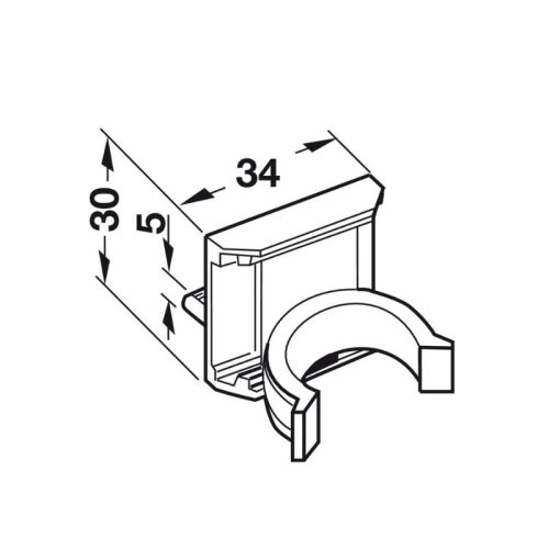 Thiết kế của bas kẹp chân tủ ấn rãnh Hafele 637.45.915