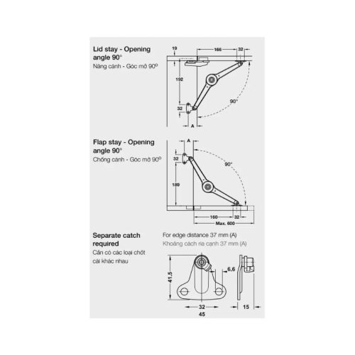 Thiết kế của bộ tay nâng Hafele Duo Forte 373.66.632