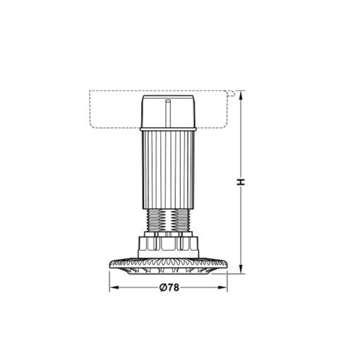 Thiết kế của chân tủ có điều chỉnh chiều cao H200mm Hafele 637.76.357