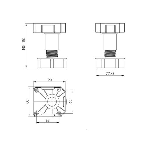 Thiết kế của chân tủ Hafele Imundex 7 807 902