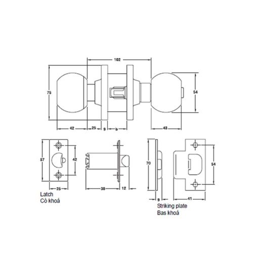 Thiết kế của khóa tay nắm tròn cho nhà vệ sinh Hafele 911.64.684