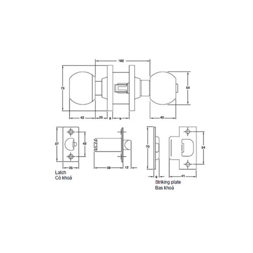 Thiết kế của khóa tay nắm tròn cửa WC loại lớn Hafele 911.64.246