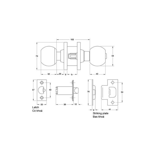 Thiết kế của khóa tay nắm tròn cửa WC loại lớn Hafele 911.64.258