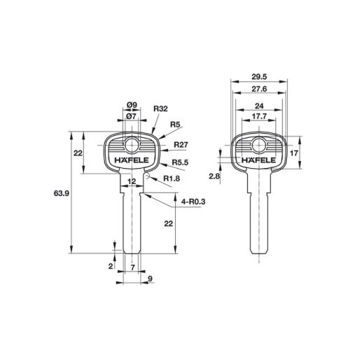 Thiết kế của khóa treo chốt cắt super 60mm Hafele 482.01.949