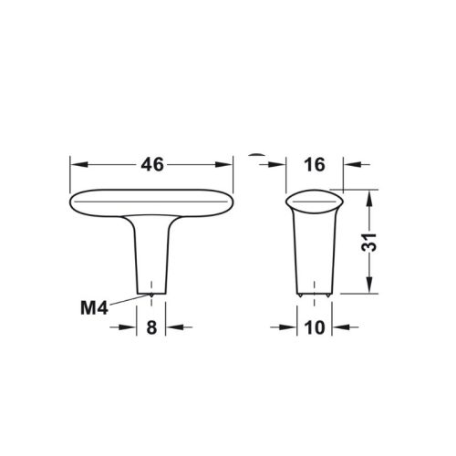 Thiết kế của quả nắm tủ 46mm Hafele H2140 106.70.121