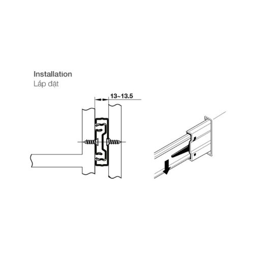 Ray bi không giảm chấn dài 350mm Hafele 494.02.452 4 Thiết kế của Ray bi không giảm chấn dài 350mm Hafele 494.02.452