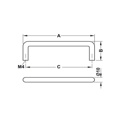 Thiết kế của tay nắm tủ inox 106mm Hafele 155.01.231
