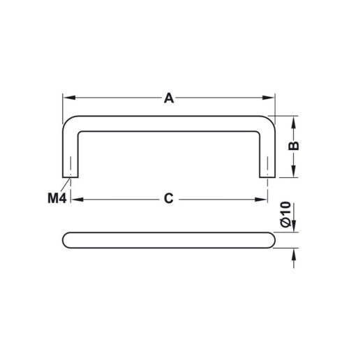 Thiết kế của tay nắm tủ inox 170mm Hafele 155.01.233
