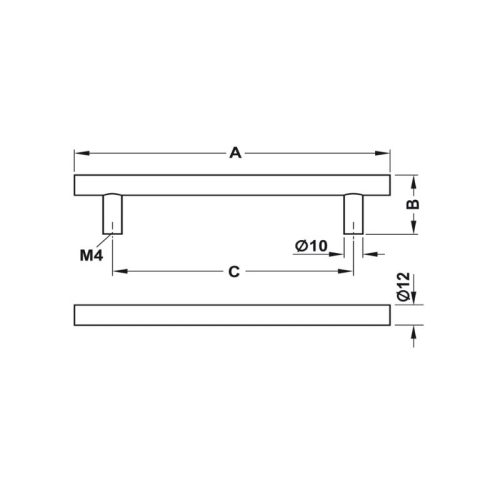Thiết kế của tay nắm tủ inox 200mm Hafele 155.01.402