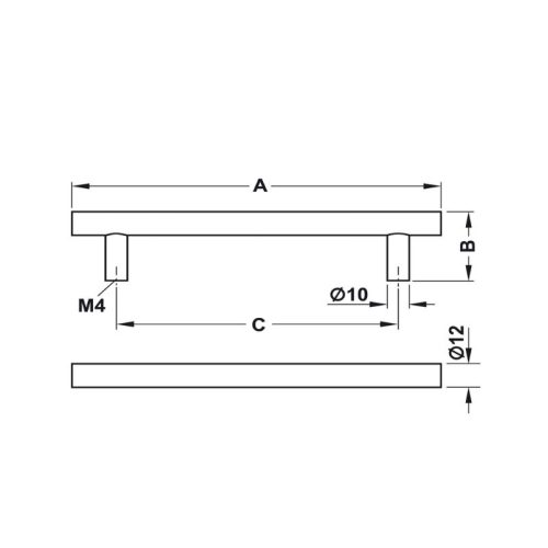 Thiết kế của tay nắm tủ inox 392mm Hafele 155.01.407