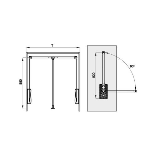 Thiết kế của tay nâng móc áo 450 - 600 Hafele 805.11.152