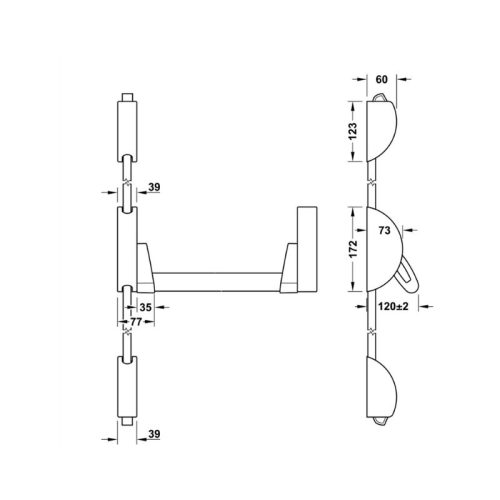 Thiết kế của thanh thoát hiểm màu đen Hafele 901.02.783