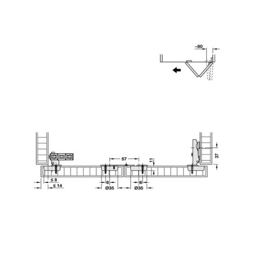 Thiết kế của phụ kiện cửa trượt Fold 40MF Flex Hafele 409.61.000