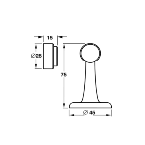Kích thước Chặn Cửa Nam Châm Hafele 938.23.024
