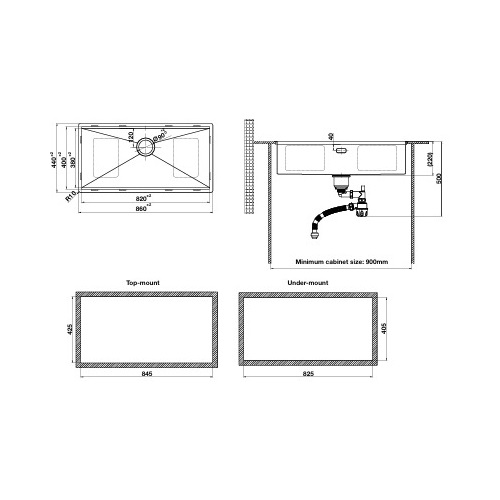 Chậu rửa bát Inox 1 hố Hafele WS R0 HS24-SSN1S-8644 SILVER 567.24.477 4 kich thuoc chau rua bat inox 1 ho hafele ws r0 hs24 ssn1s 8644 silver 567 24 477