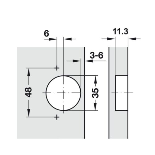 Bản lề lọt lòng giảm chấn Metalla SM 110º Hafele 315.20.752 3 Kích thước bản lề lọt lòng giảm chấn Metalla SM 110º Hafele 315.20.752