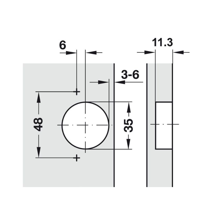 Kích thước bản lề lọt lòng giảm chấn Metalla SM 110º Hafele 315.20.752 Kích thước bản lề lọt lòng giảm chấn Metalla SM 110º Hafele 315.20.752
