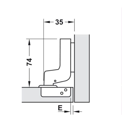 Kích thước bản lề lọt lòng không bật Metalla SM 110° Hafele 315.06.352
