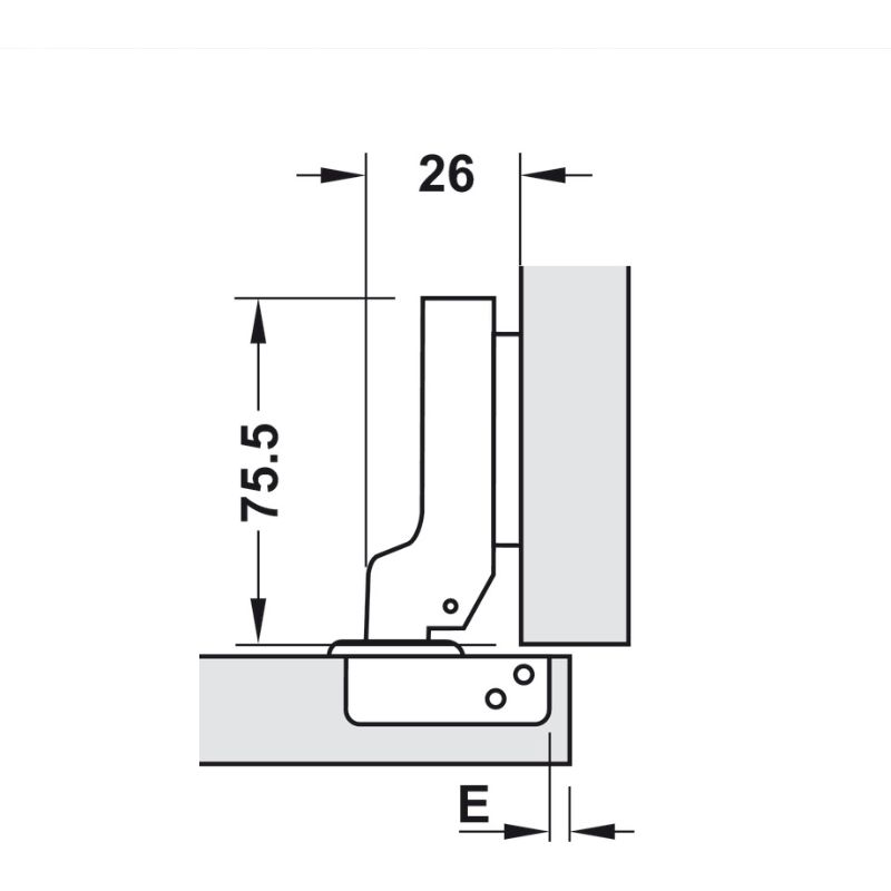 Kích thước bản lề trùm nửa không bật Metalla SM 110° Hafele 315.06.351 Kích thước bản lề trùm nửa không bật Metalla SM 110° Hafele 315.06.351